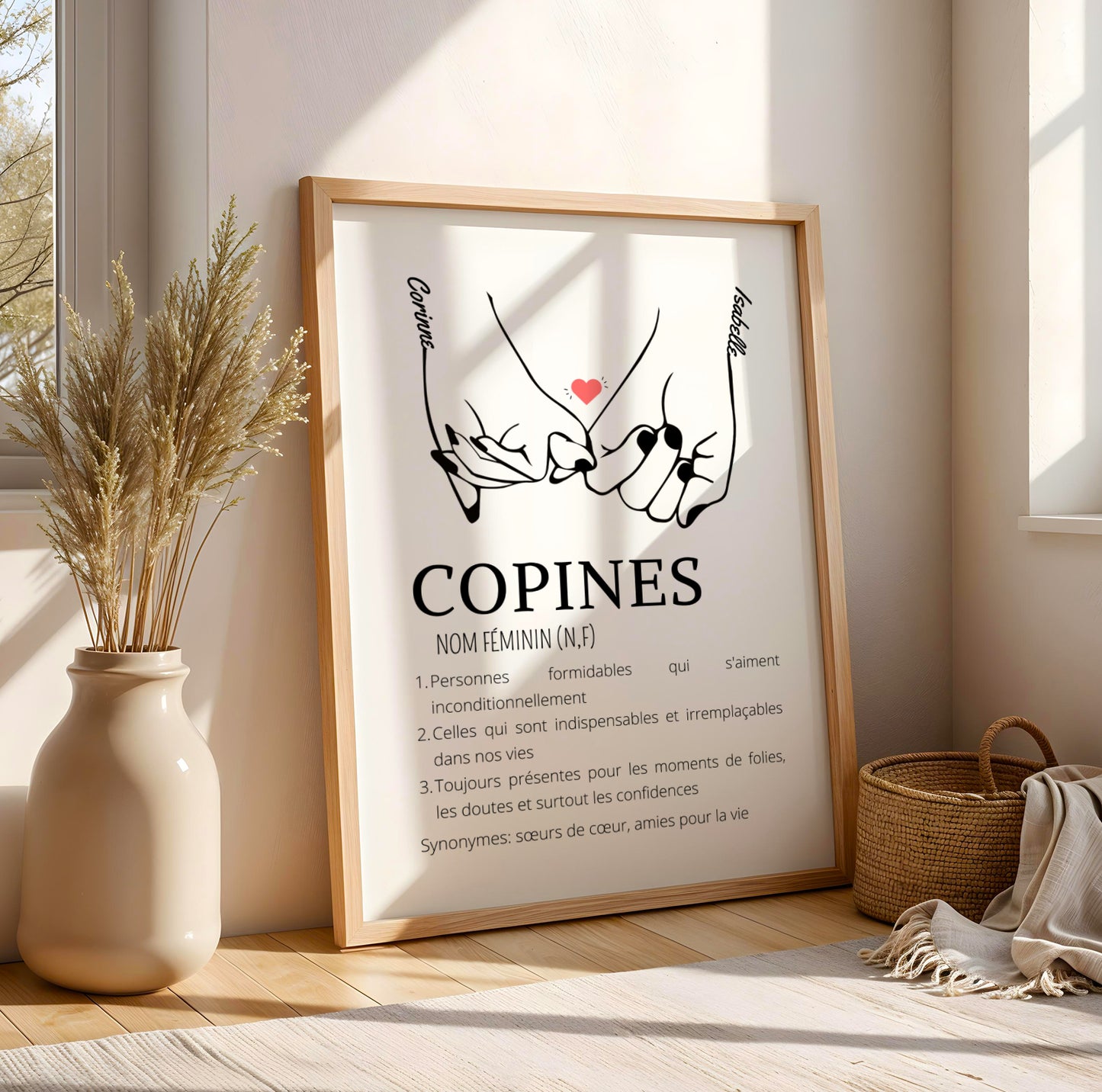Affiche définition copines pinky swear - cadeau pour meilleures amies - cadeau minimaliste BFF par Le Temps des Paillettes