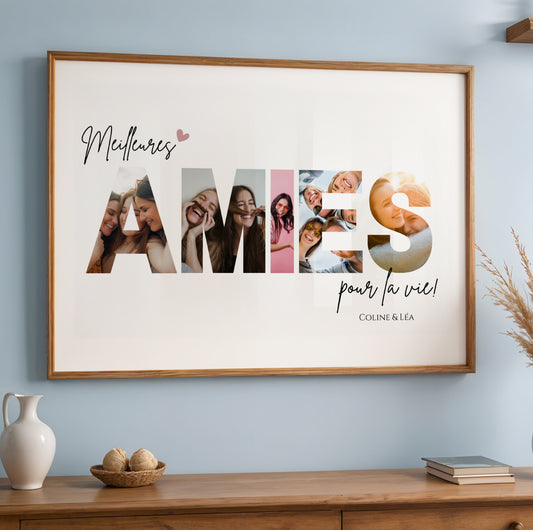 Affiche amies personnalisée photos - cadeau personnalisée BFF Meilleures amies