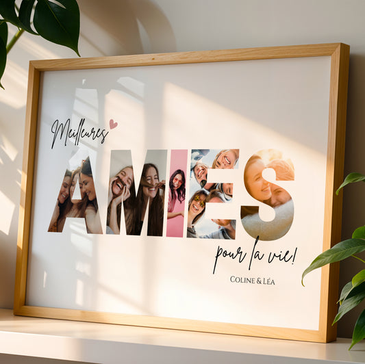 Affiche amies personnalisée photos - cadeau personnalisée BFF Meilleures amies