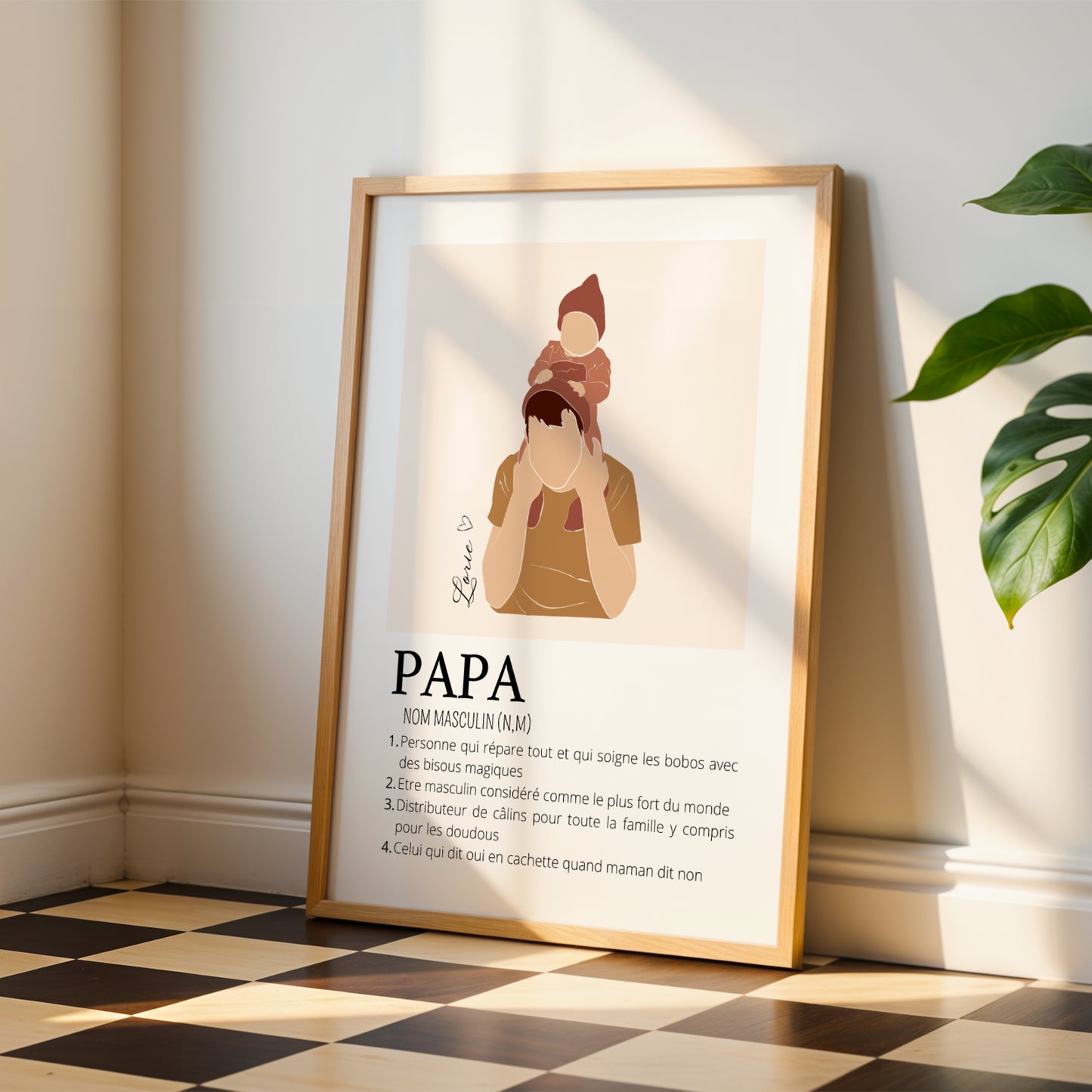Affiche Définition Papa Personnalisée – Cadeau Unique pour un Super Papa | Fête des Pères, Noël, Anniversaire - Image 1