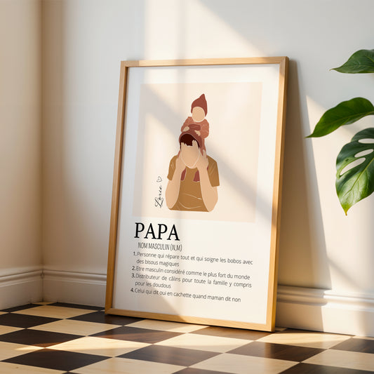 Affiche Définition Papa Personnalisée – Cadeau Unique pour un Super Papa | Fête des Pères, Noël, Anniversaire