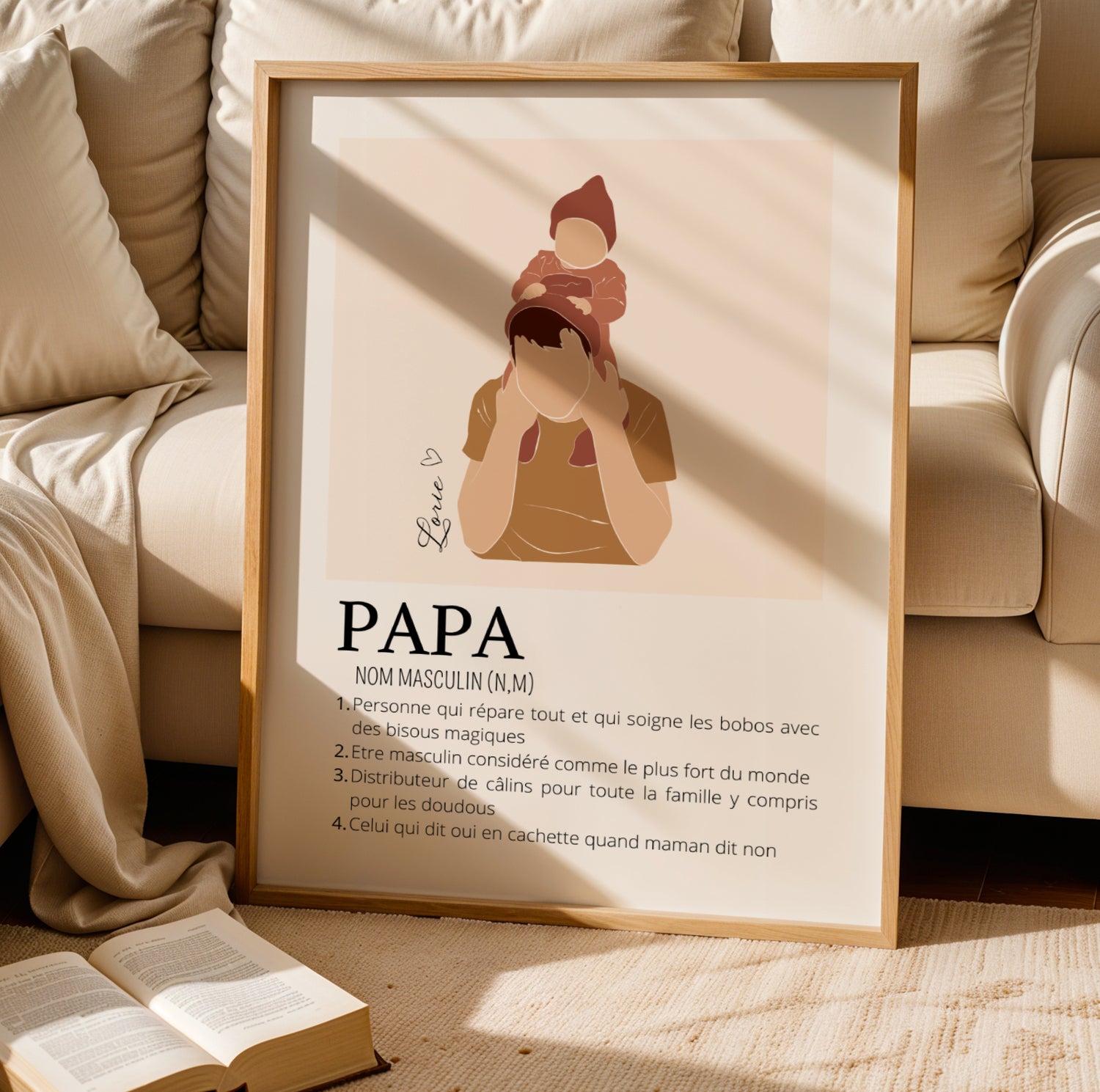 Affiche Définition Papa Personnalisée – Cadeau Unique pour un Super Papa | Fête des Pères, Noël, Anniversaire - Image 5
