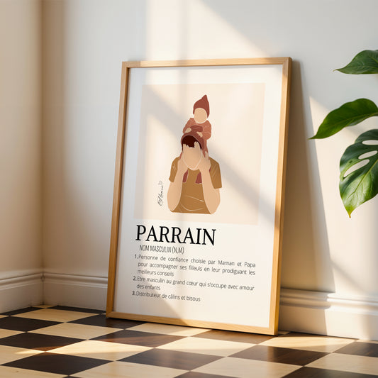 Affiche Parrain Personnalisée | Demande Originale et Cadeau Unique