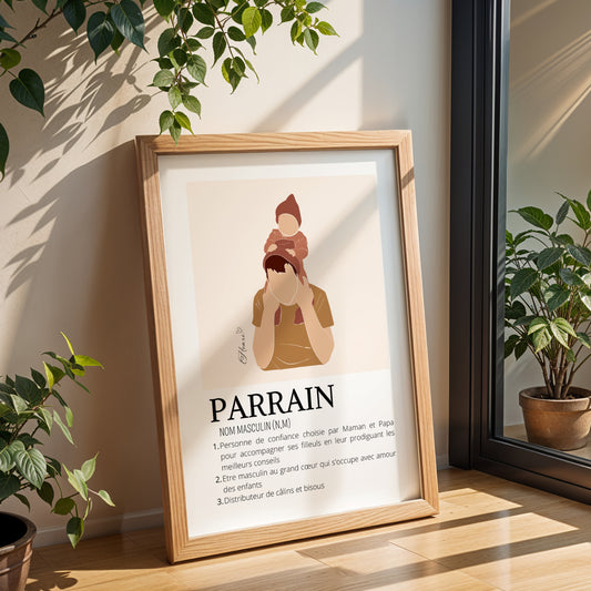 Affiche Parrain Personnalisée | Demande Originale et Cadeau Unique