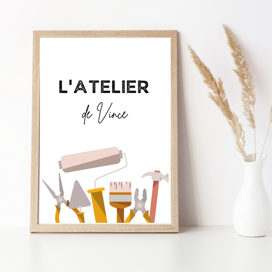 Atelier de bricolage personnalisée - Poster pour bricoleurs par Le Temps des Paillettes - Le Temps des Paillettes