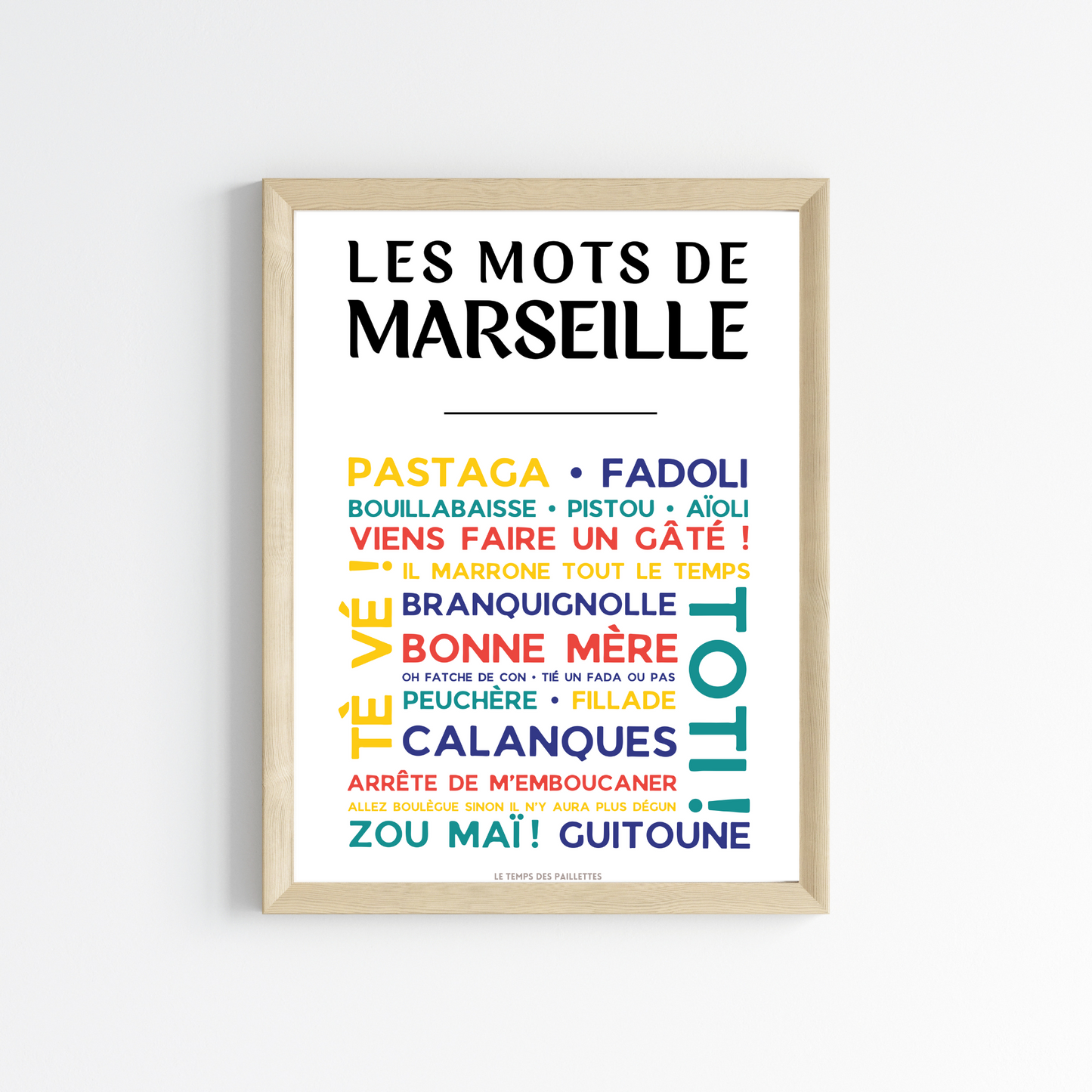 Affiche Marseille - Poster mots marseillais   par Le Temps des Paillettes