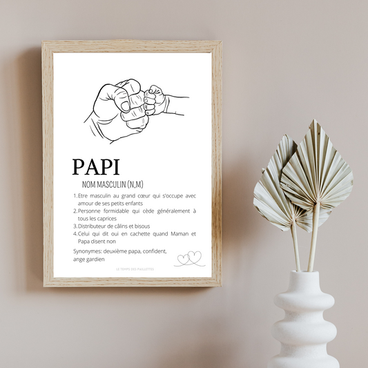 Affiche Définition Papi - Poster papy personnalisé - Cadeau pour papi personnalisé par Le Temps des Paillettes - Le Temps des Paillettes