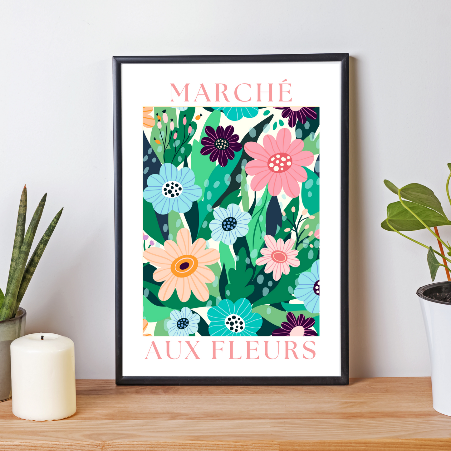 Affiche Marché aux Fleurs - décoration fleurs  par le Temps des Paillettes