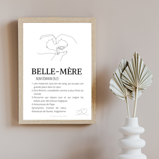 Affiche Définition belle mère personnalisée - Cadeau fête des mères - cadeau pour belle maman par Le Temps des Paillettes - Le Temps des Paillettes