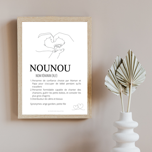 Affiche définition nounou personnalisé - Poster merci nounou - Cadeau personnalisé nounou par Le Temps des Paillettes - Le Temps des Paillettes