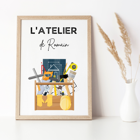 Affiche Atelier de bricolage personnalisée - Poster pour bricoleurs par Le Temps des Paillettes