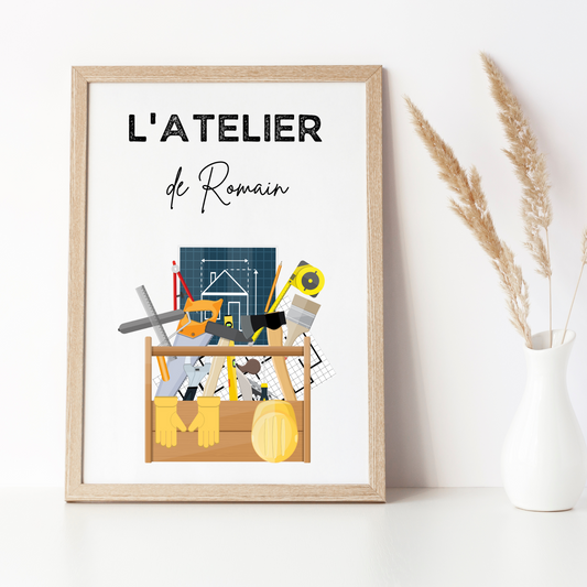 Affiche Atelier de bricolage personnalisée - Poster pour bricoleurs par Le Temps des Paillettes - Le Temps des Paillettes
