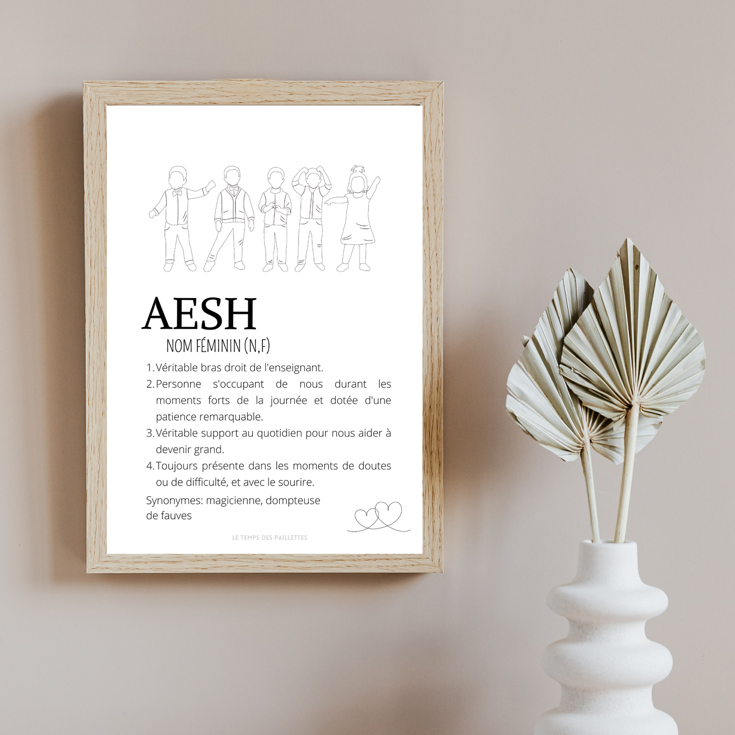 Affiche définition AESH personnalisée - cadeau AESH personnalisée - cadre AESH par Le Temps des Paillettes