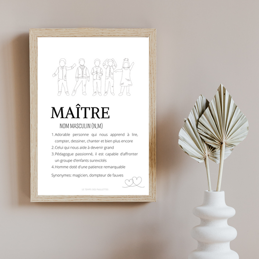 Affiche définition Maître personnalisée - cadeau Maître personnalisée - cadre Maître par Le Temps des Paillettes - Le Temps des Paillettes