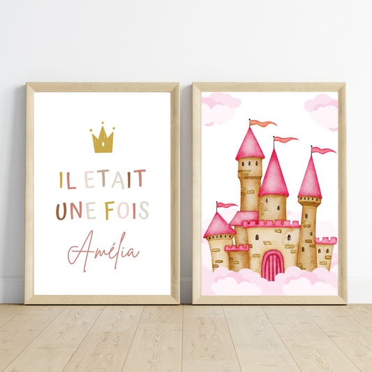 Affiche enfant princesse - Déco fille rose princesse par Le temps des paillettes - Le Temps des Paillettes