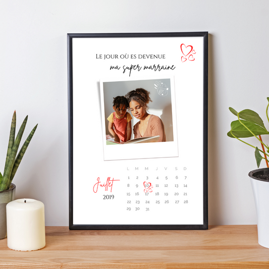 Affiche Marraine Personnalisée avec Photos et Date | Cadeau Unique pour Marraine - Le Temps des Paillettes