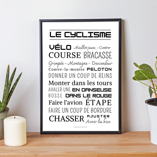 Affiche cyclisme - Affiche mots et expressions du vélo - Poster cyclisme par Le Temps des Paillettes - Le Temps des Paillettes