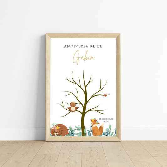 Arbre à empreintes personnalisé baptême / anniversaire - Affiche à télécharger par le Temps des Paillettes - Le Temps des Paillettes