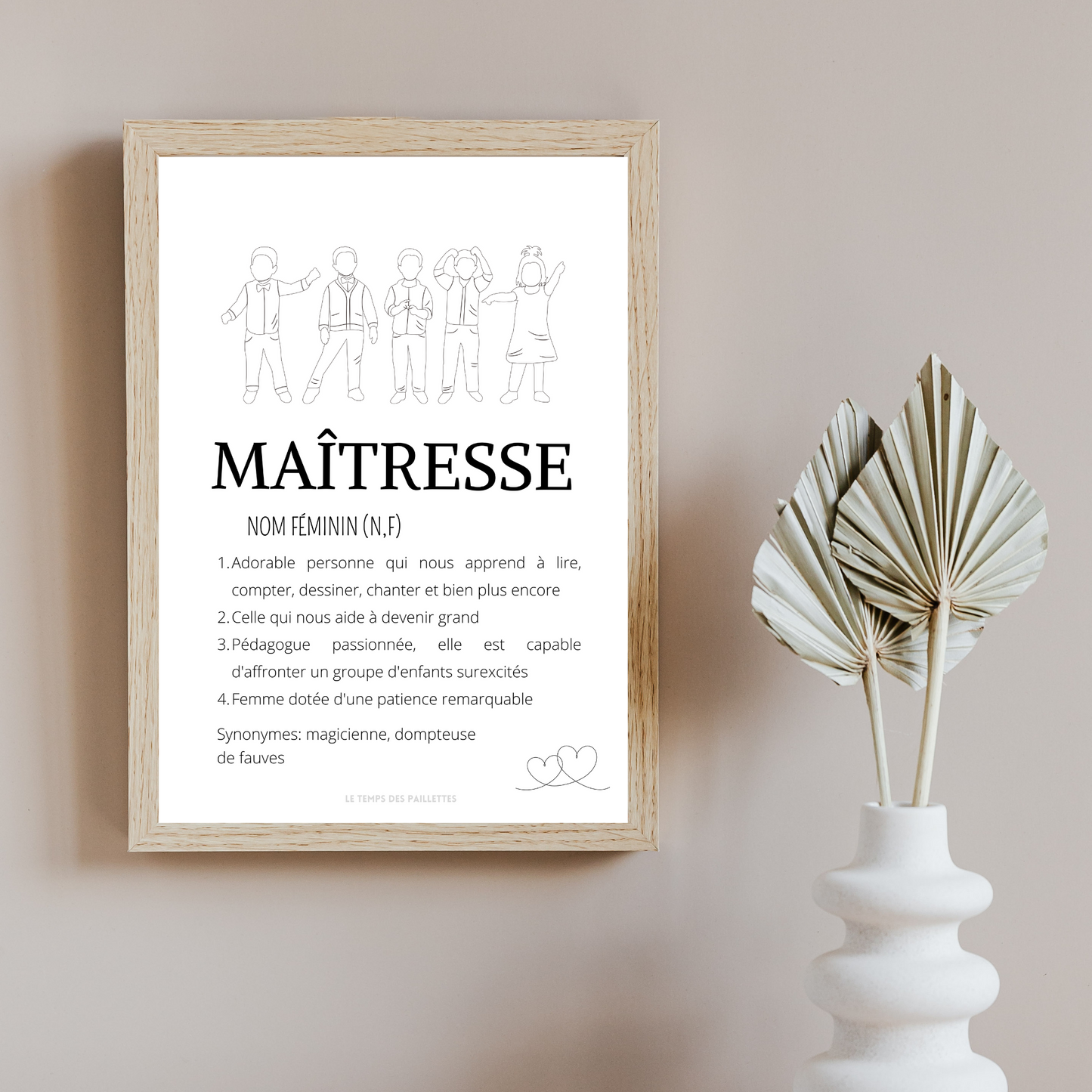 Affiche définition maitresse personnalisée - cadeau maitresse personnalisée - cadre maitresse par Le Temps des Paillettes