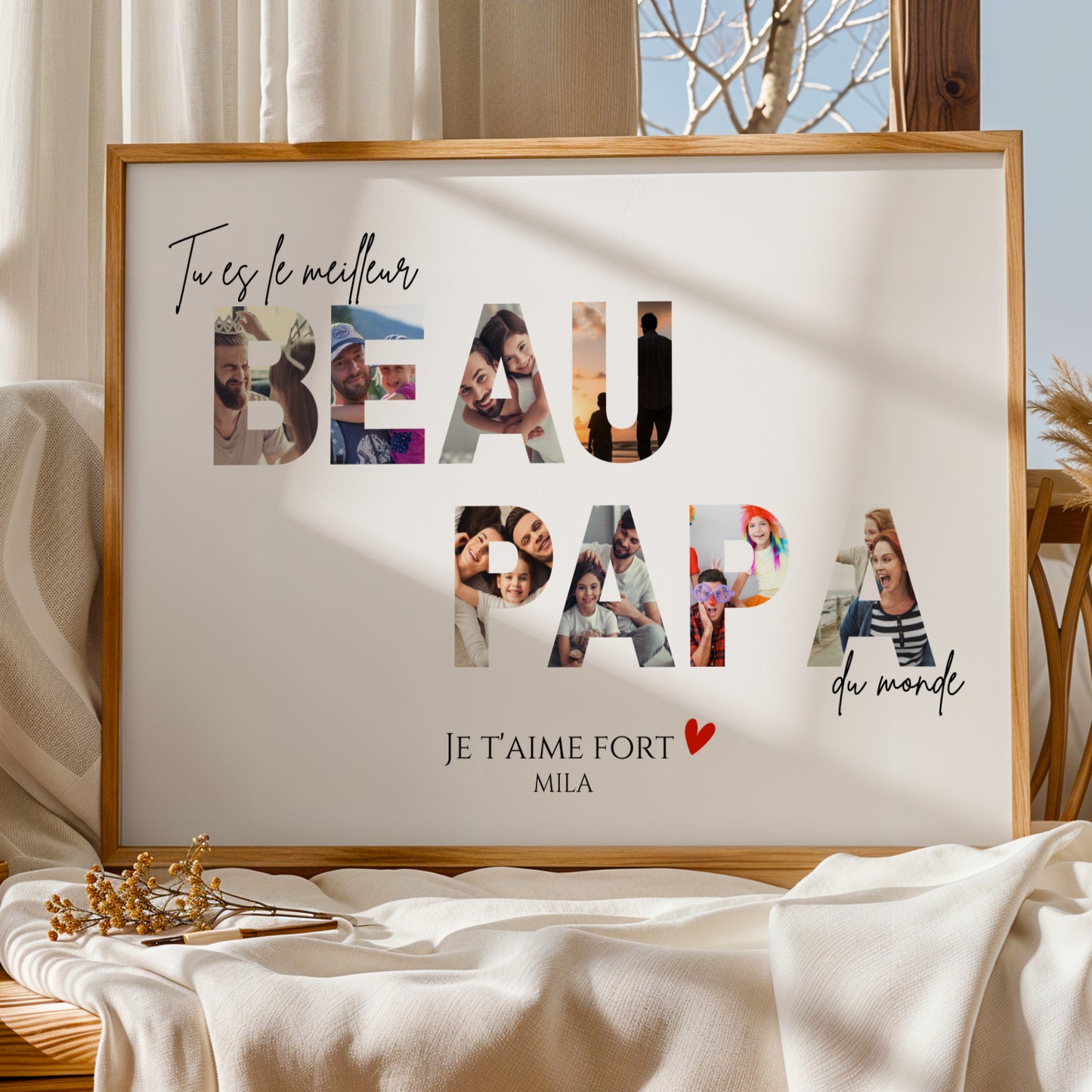 Affiche Beau-Papa Personnalisée – Photos dans le mot BEAU PAPA