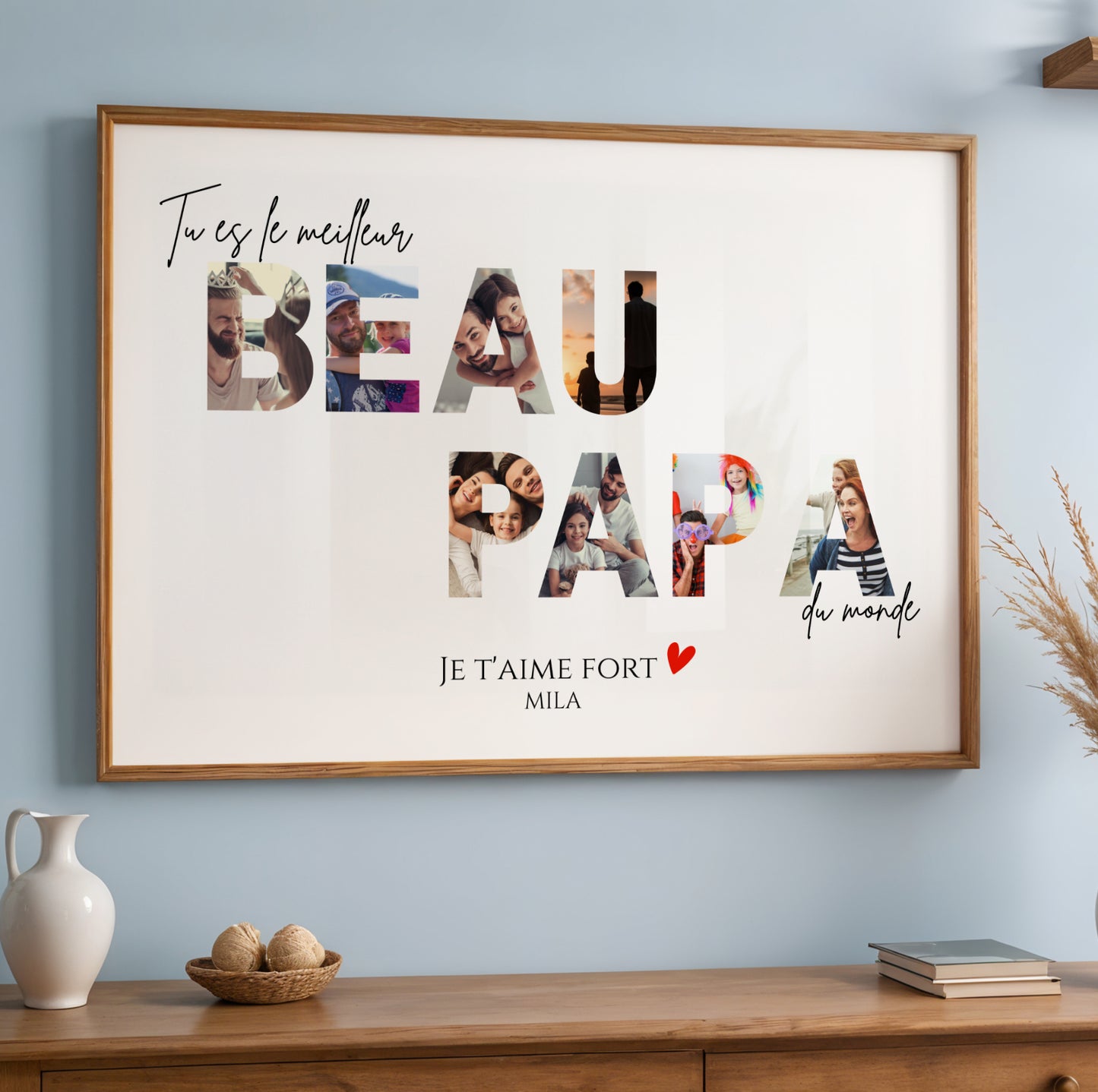 Affiche Beau-Papa Personnalisée – Photos dans le mot BEAU PAPA