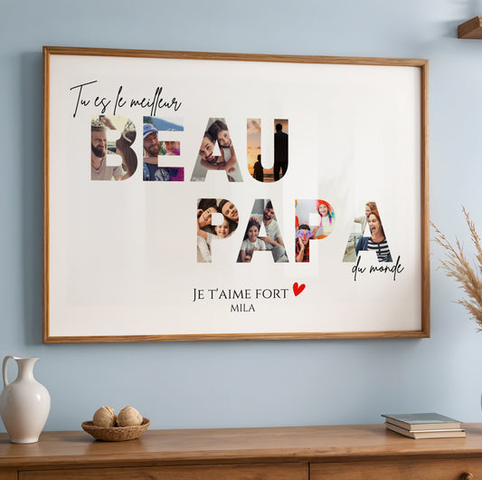 Affiche Beau-Papa Personnalisée – Photos dans le mot BEAU PAPA