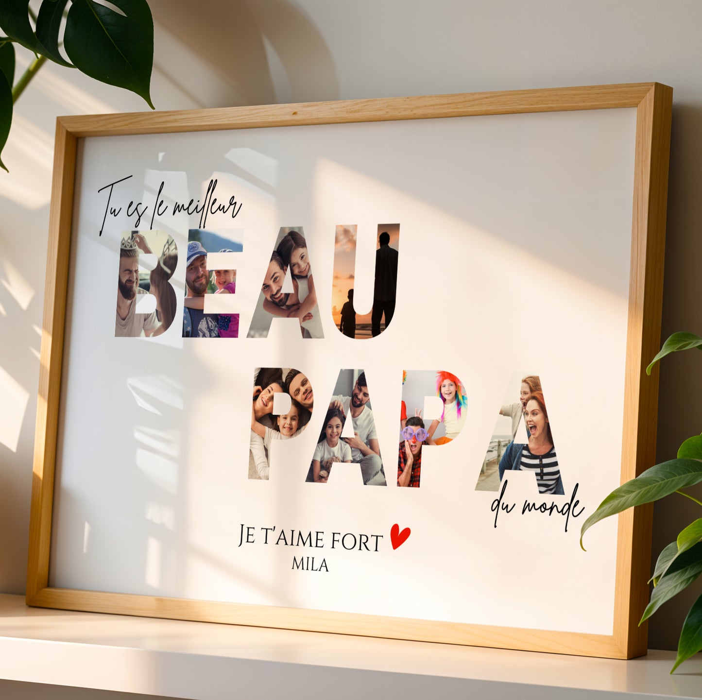 Affiche Beau-Papa Personnalisée – Photos dans le mot BEAU PAPA