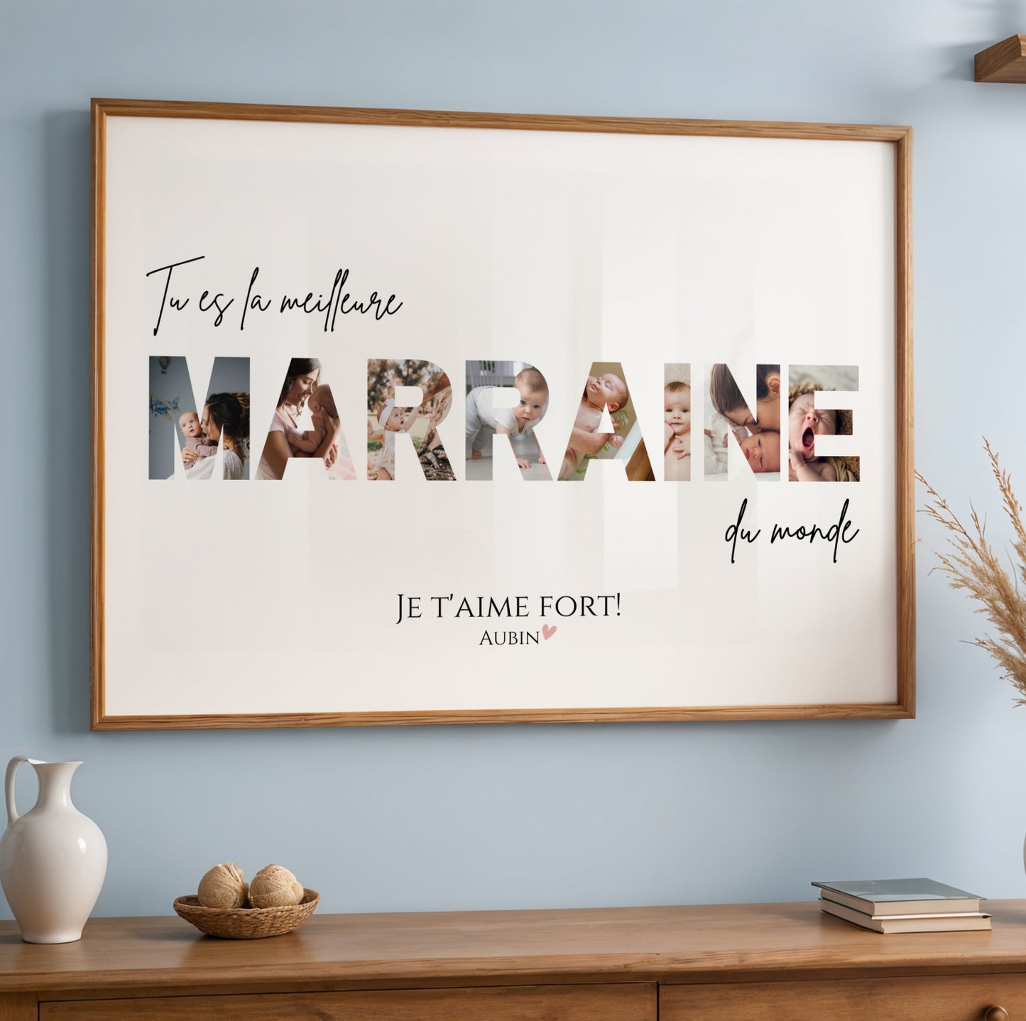 Affiche Marraine Personnalisée – Montage Photo dans les Lettres MARRAINE