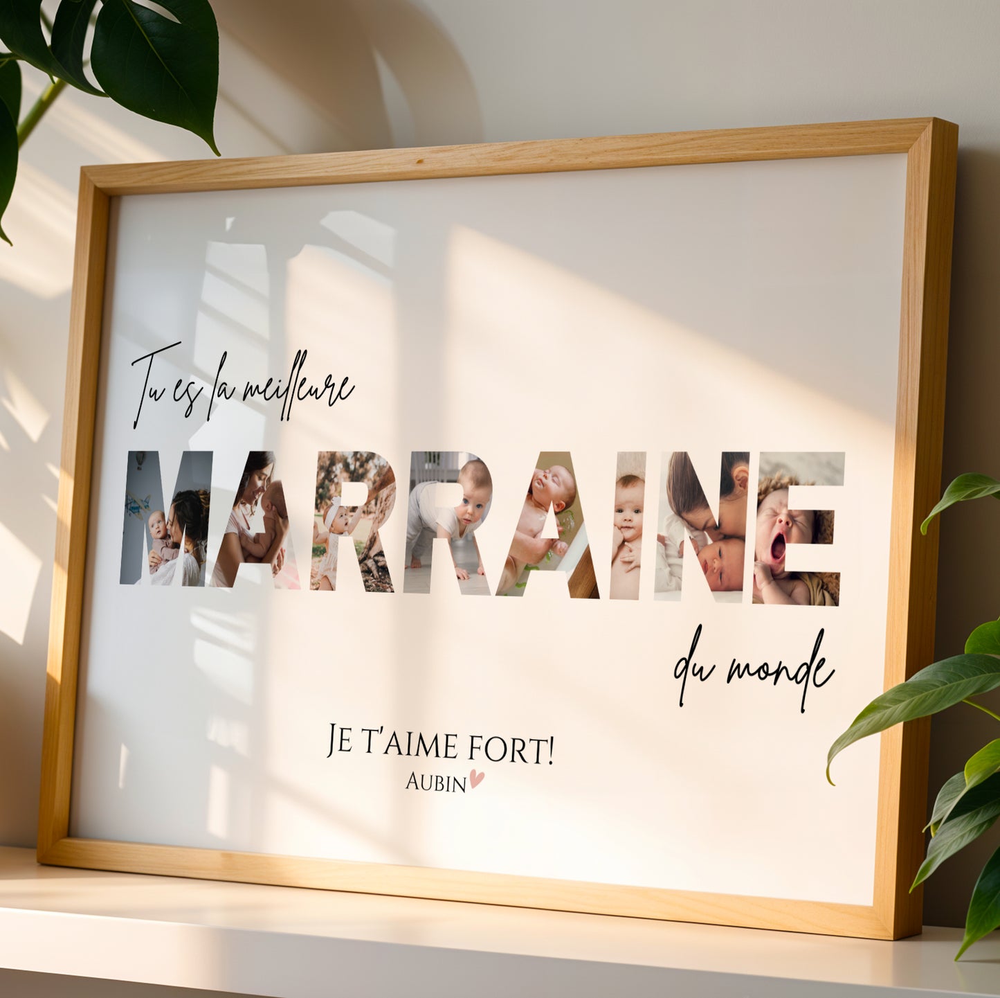 Affiche Marraine Personnalisée – Montage Photo dans les Lettres MARRAINE