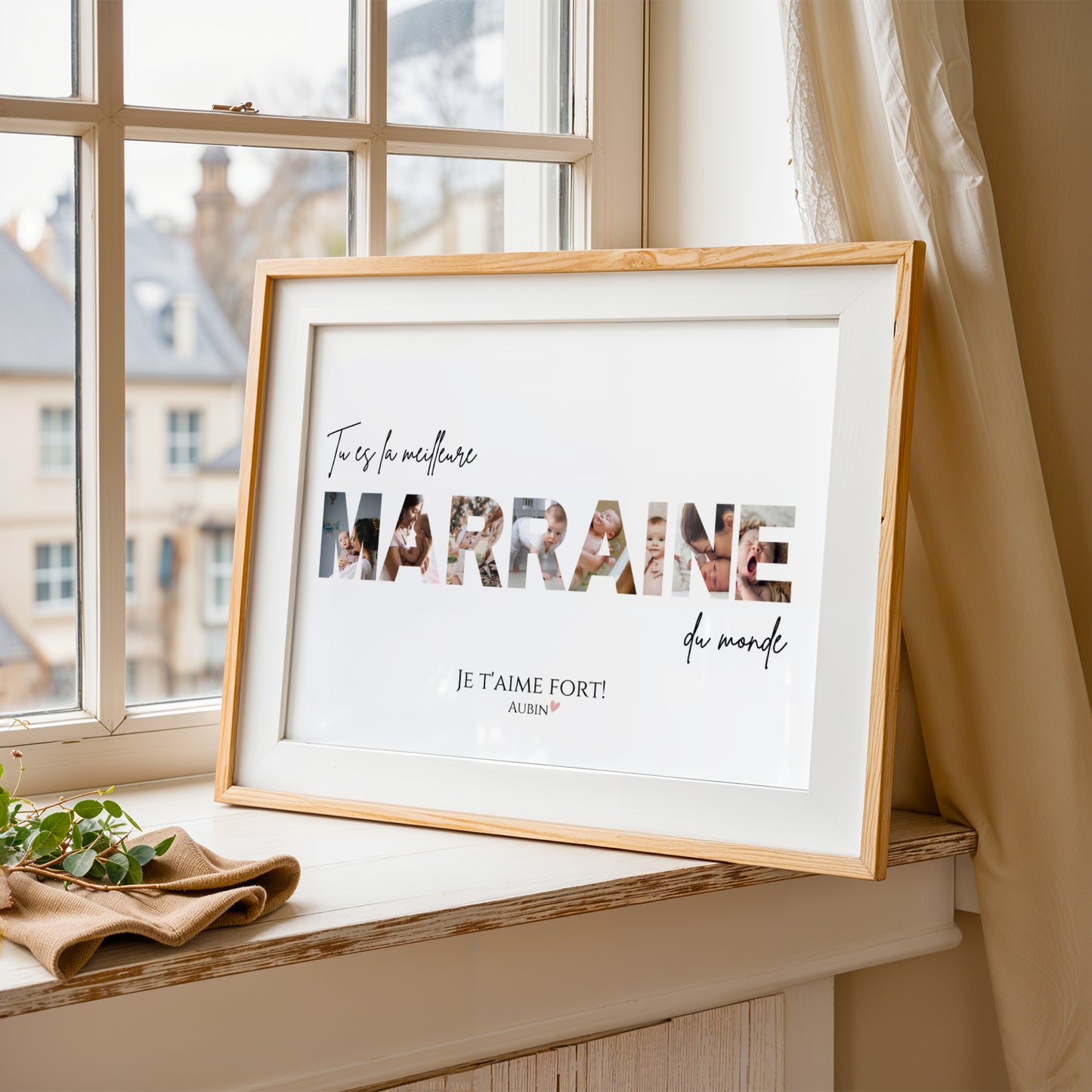Affiche Marraine Personnalisée – Montage Photo dans les Lettres MARRAINE