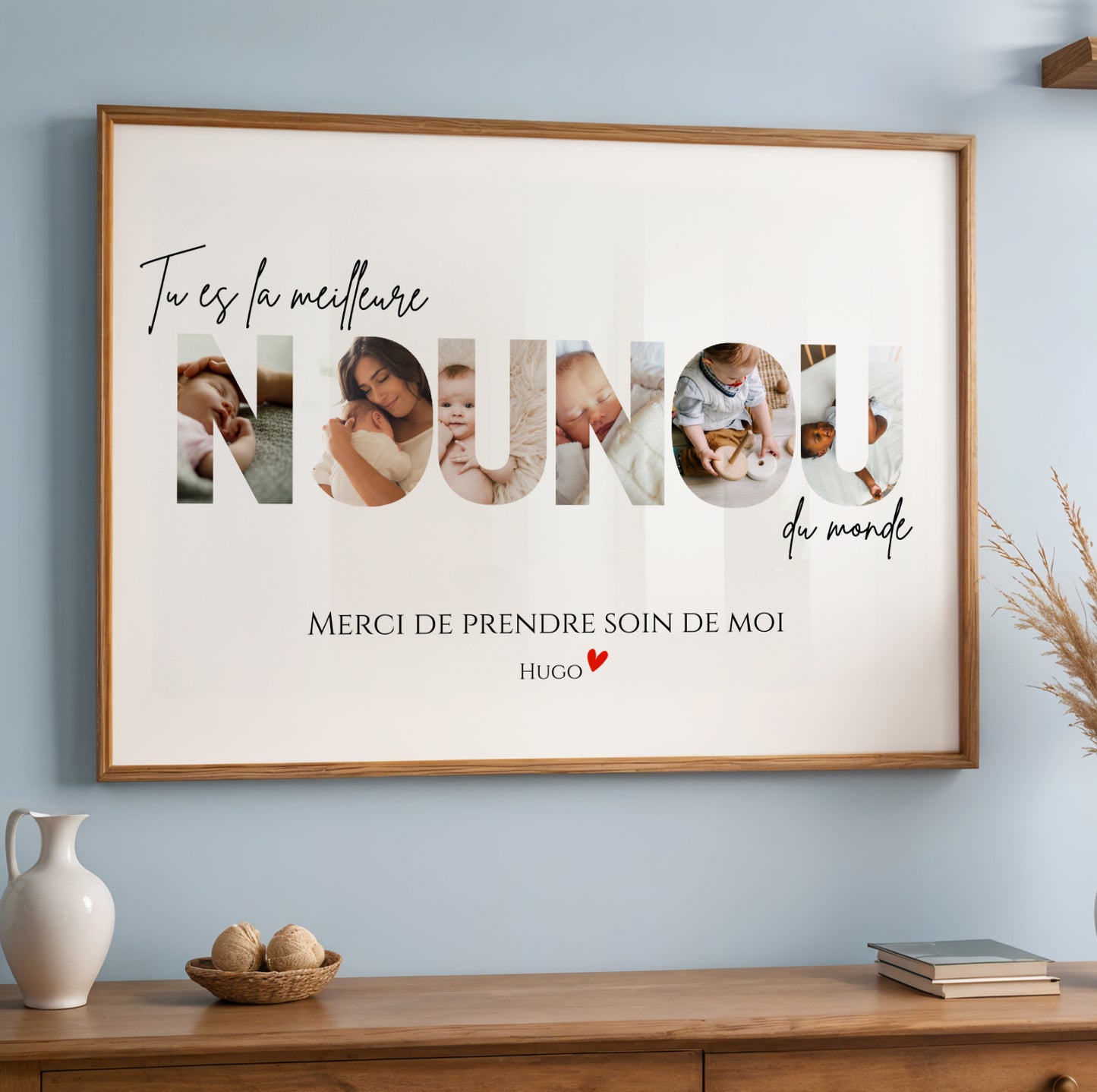 Affiche personnalisée Nounou avec photos – Mot NOUNOU illustré par vos images – Cadeau nounou unique et émouvant fin d’année scolaire - Image 3