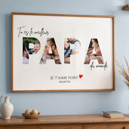 Affiche Personnalisée pour Papa avec Photos – Cadeau Unique Fête des Pères