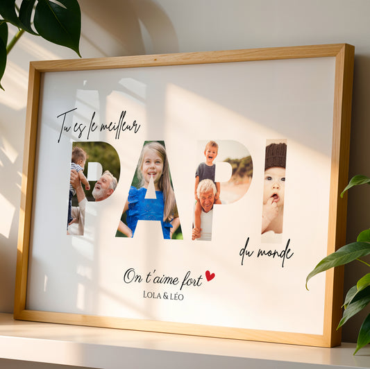 Affiche papi  personnalisée photos - cadeau personnalisé papi par Le Temps des Paillettes