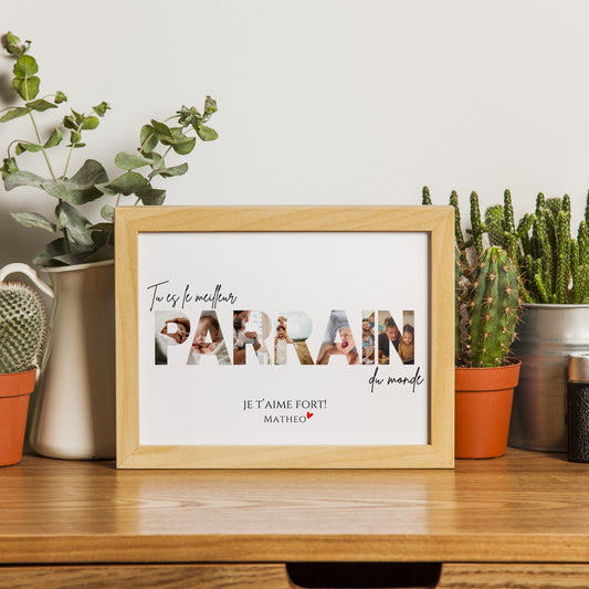 Affiche Parrain Personnalisée – Montage Photo dans les Lettres PARRAIN