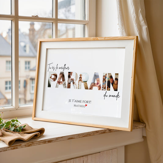 Affiche Parrain Personnalisée – Montage Photo dans les Lettres PARRAIN
