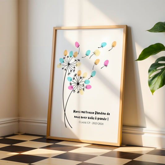 Affiche Empreinte Classe Personnalisée – Cadeau Maîtresse ATSEM Fin d'Année Scolaire