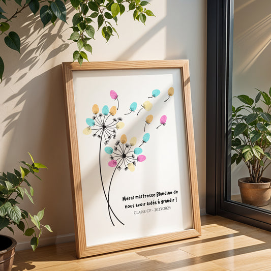Affiche Empreinte Classe Personnalisée – Cadeau Maîtresse ATSEM Fin d'Année Scolaire
