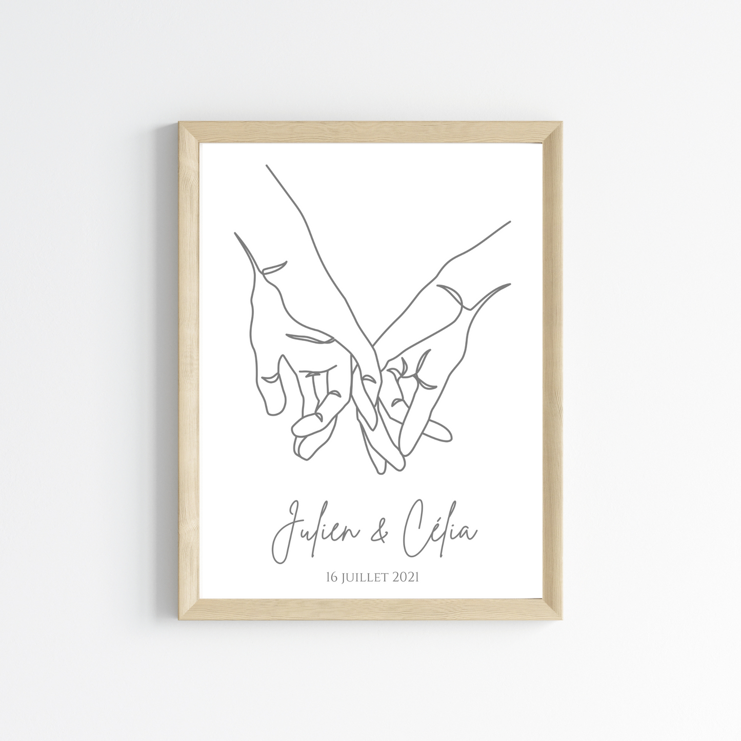 Affiche couple mains single line - Affiche couple minimaliste - Cadeau de Saint valentin  par Le Temps des Paillettes