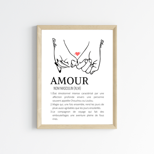 Affiche définition amour - Affiche couple minimaliste - Cadeau de Saint valentin par Le Temps des Paillettes - Le Temps des Paillettes