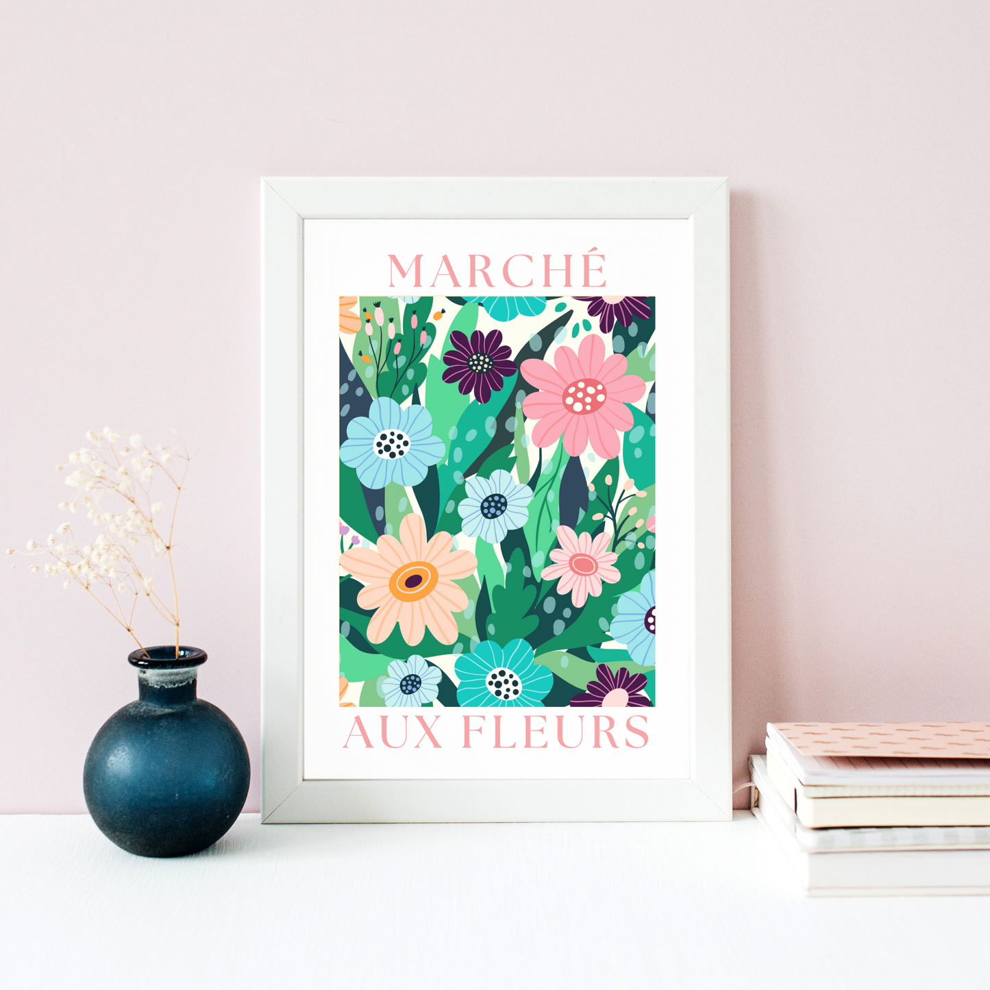 Affiche Marché aux Fleurs - décoration fleurs  par le Temps des Paillettes