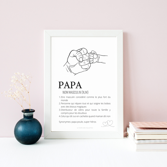 Affiche définition papa et single line - Cadeau papa - Cadeau fête des pères  par Le Temps des Paillettes