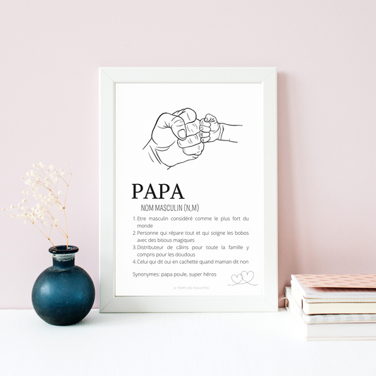 Affiche définition papa et single line - Cadeau papa - Cadeau fête des pères par Le Temps des Paillettes - Le Temps des Paillettes