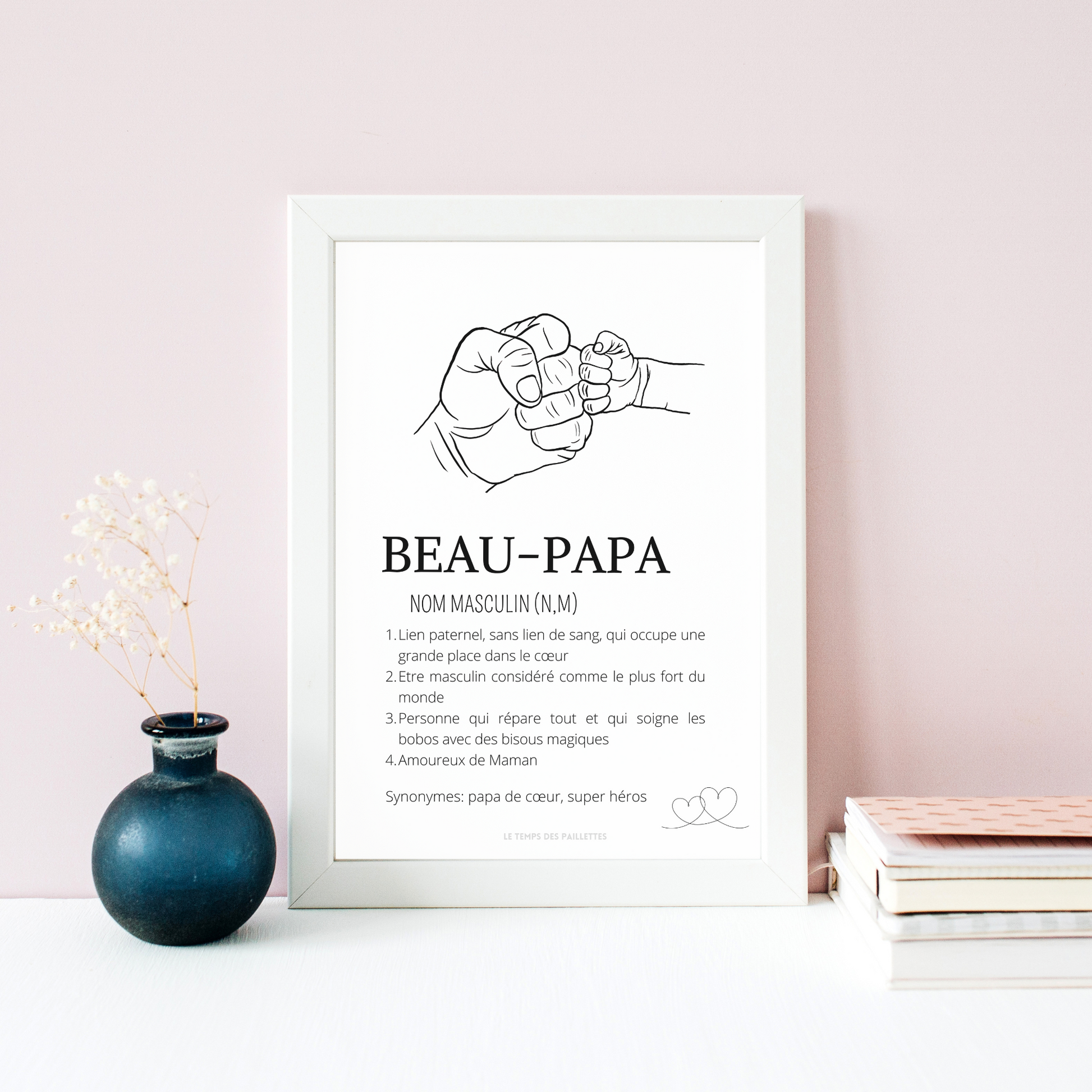 Affiche définition Beau père et single line - Cadeau beau papa - Cadea – Le  Temps des Paillettes