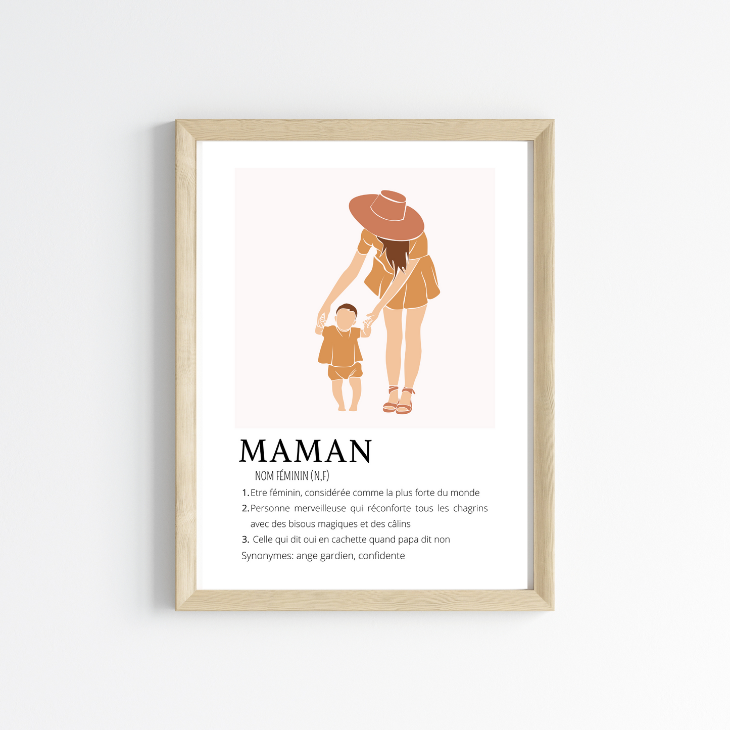 Affiche définition maman personnalisée avec illustration abstract et prénom enfant par Le Temps des Paillettes