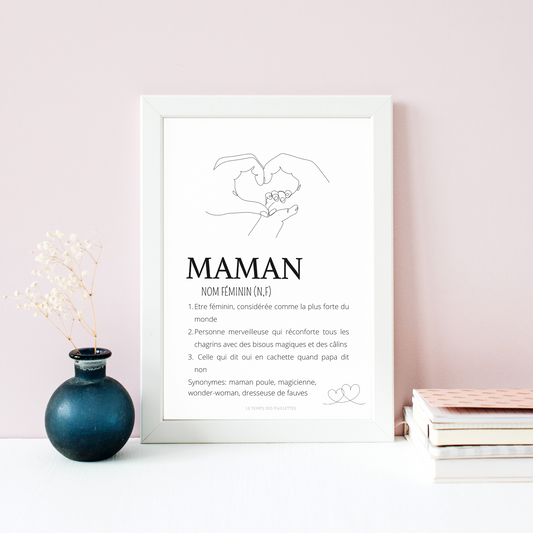 Affiche Définition maman personnalisée - Poster maman personnalisé - Cadeau personnalisé maman par Le Temps des Paillettes - Le Temps des Paillettes