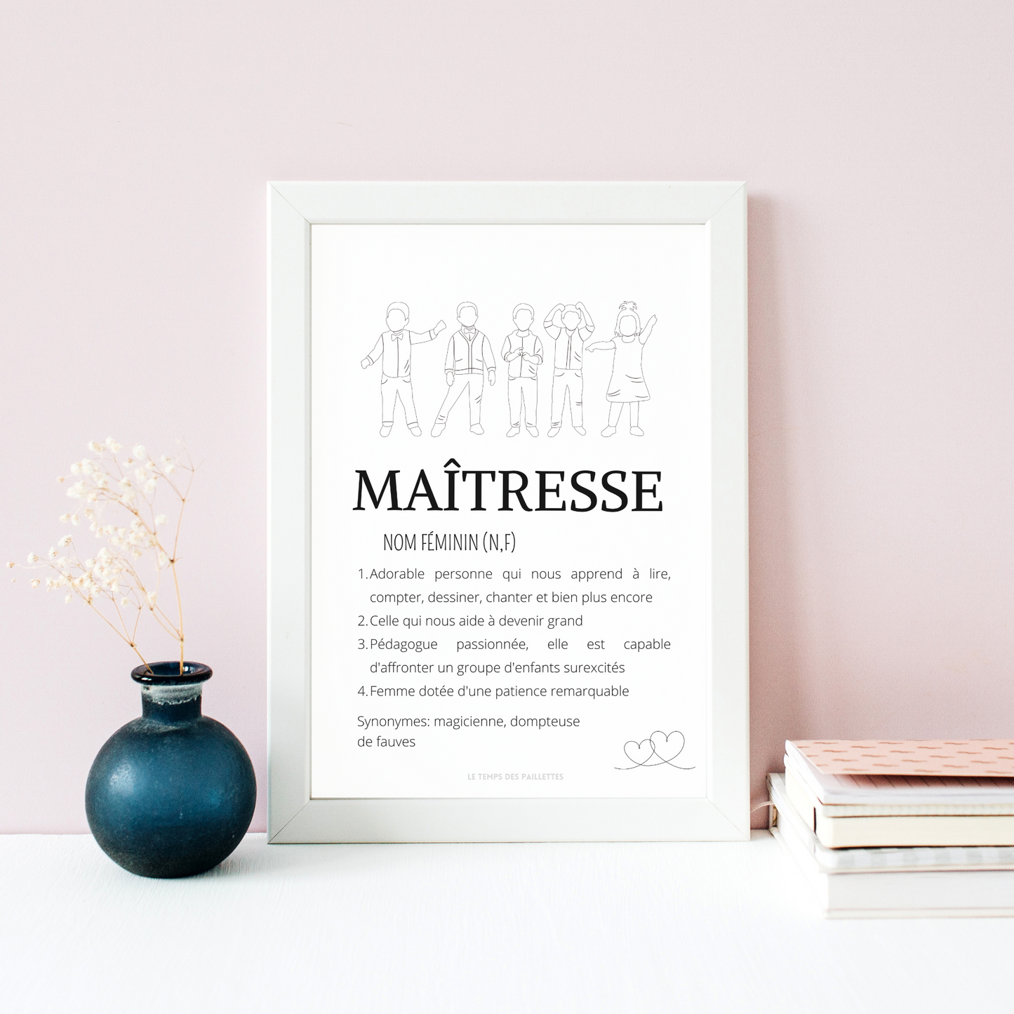 Affiche définition maitresse personnalisée - cadeau maitresse personnalisée - cadre maitresse par Le Temps des Paillettes
