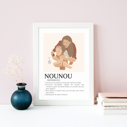 Affiche définition nounou personnalisé  - Poster merci nounou - Cadeau personnalisé nounou  par Le Temps des Paillettes