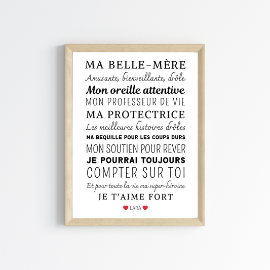 Jolie affiche ma belle-mère / belle-maman 
