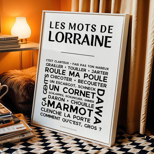 affiche mots lorrains grailler touiller typographie déco