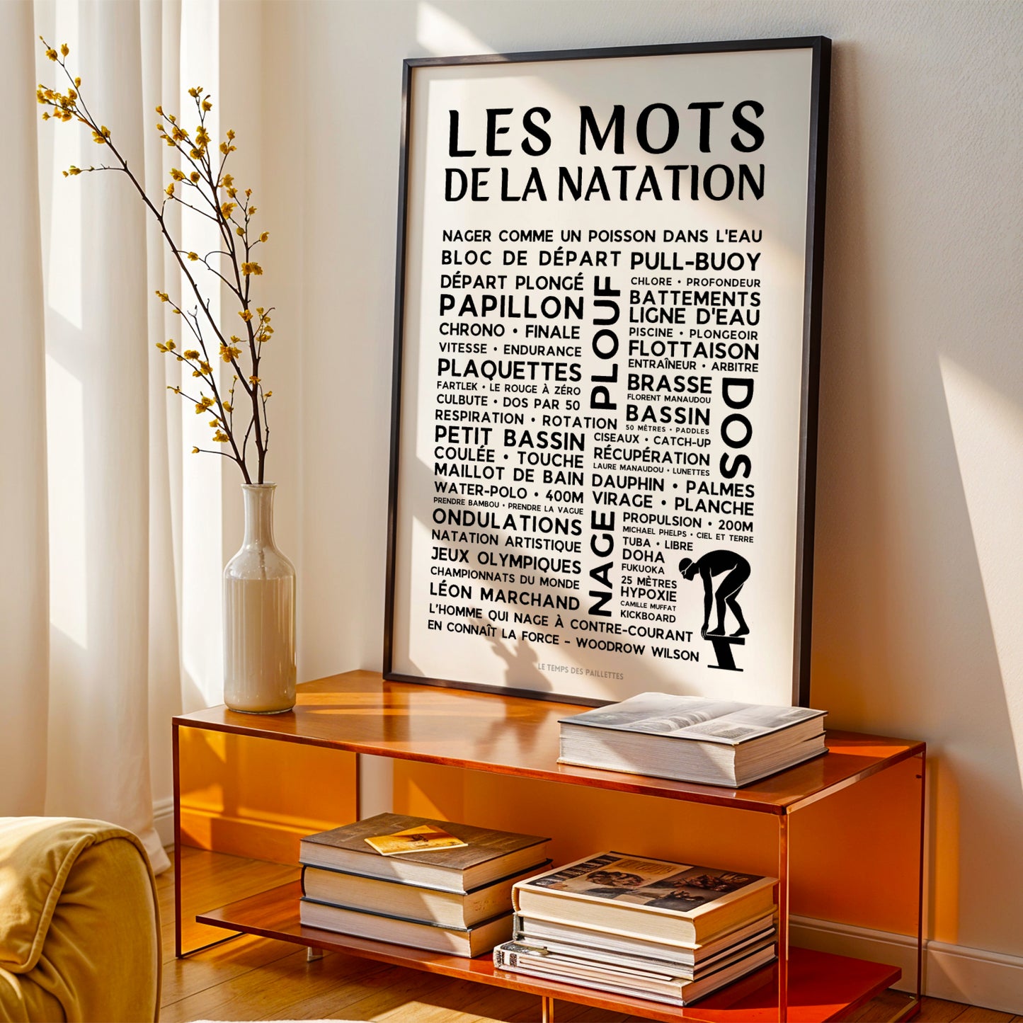 Affiche La Natation - Poster mots et expressions nage